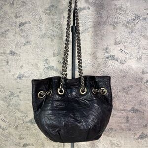 Monserat De Lucca Brown Leather Chain Shoulder Bag Artisan Hobo Purse